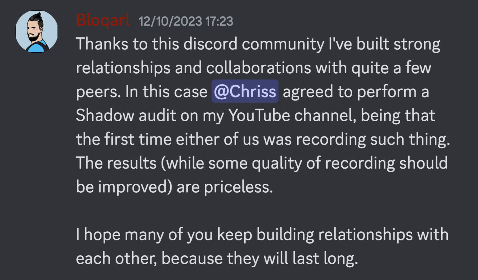 Strong relationships built in community