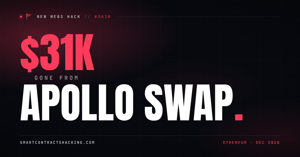 Apollo Swap Hack (2020) - $31K Lost | Smart Contract Hacking