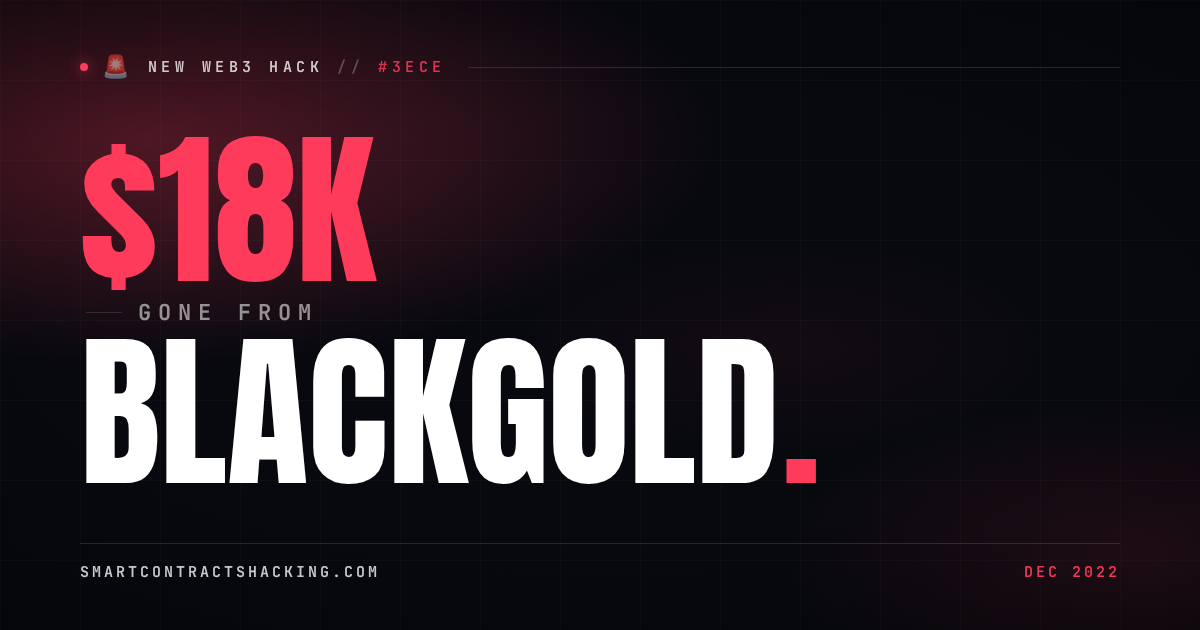 BlackGold Hack (2022) - $18K Lost | Smart Contract Hacking