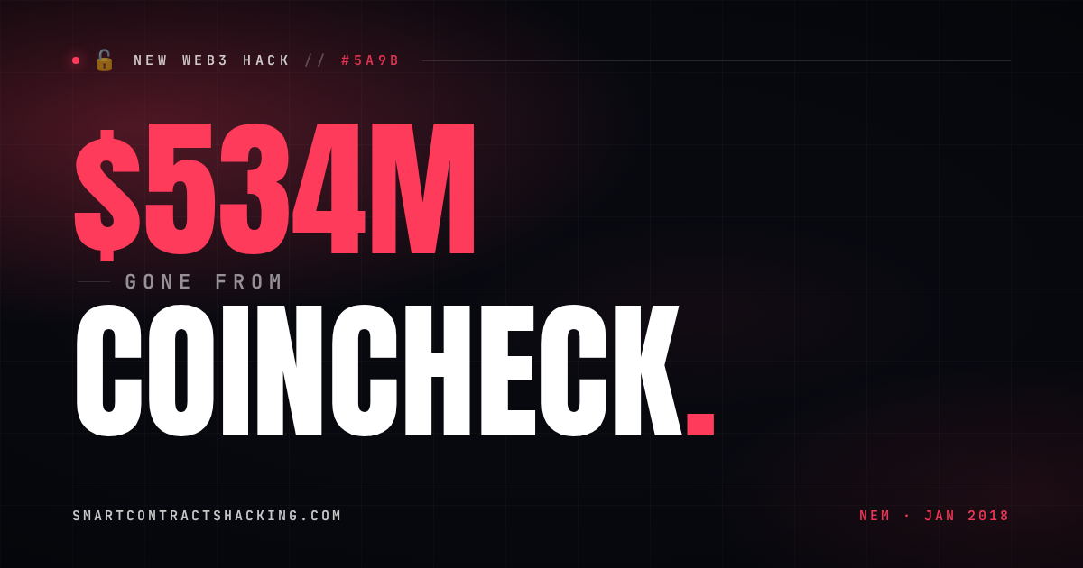 Coincheck Hack (2018) - $534M Lost | Smart Contract Hacking