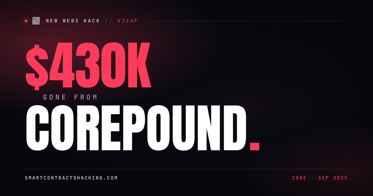 Corepound Hack (2025) - $430K Lost | Smart Contract Hacking