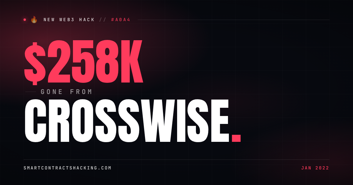 Crosswise Hack (2022) - $258K Lost | Smart Contract Hacking