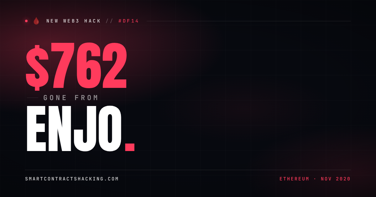 Enjo Hack (2020) - $762 Lost | Smart Contract Hacking
