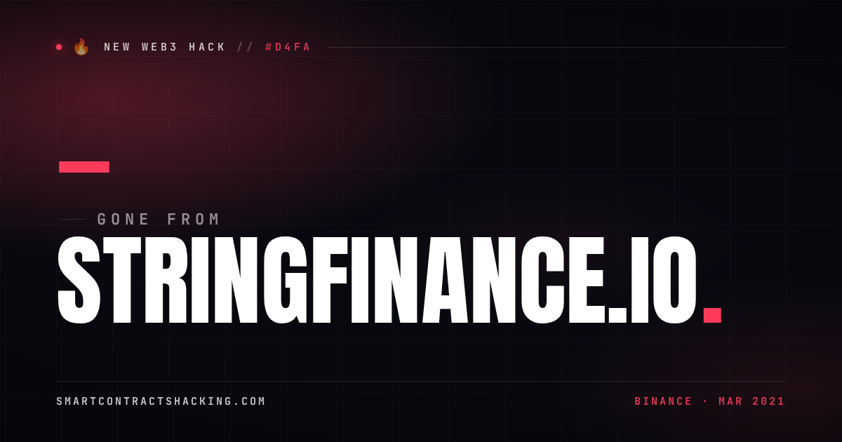 String Arcade. Hack StringFinance.io Hack (2021) - — Lost | Smart Contract Hacking