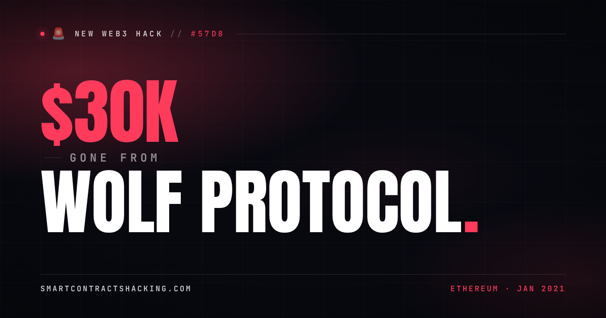 WOLF Protocol Hack (2021) - $30K Lost | Smart Contract Hacking