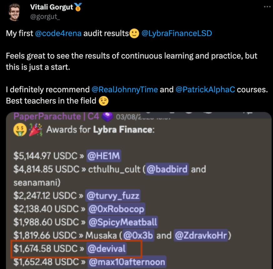 Vitaly's first audit results